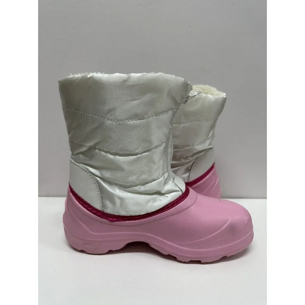 The doll maker Girls size 3 pink & white zip Up snow/rain boots